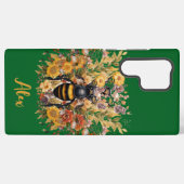 ビーエレガント&ひまわり花と名前をカスタムする SAMSUNG GALAXYケース (裏面横)