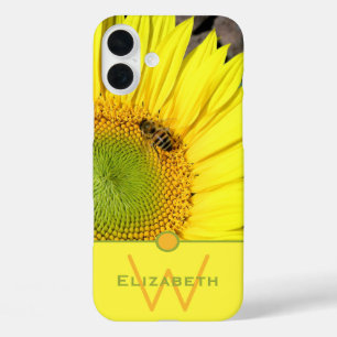 ビーオンサンフラワーイニシャルレターモノグラム iPhone 16 PLUSケース