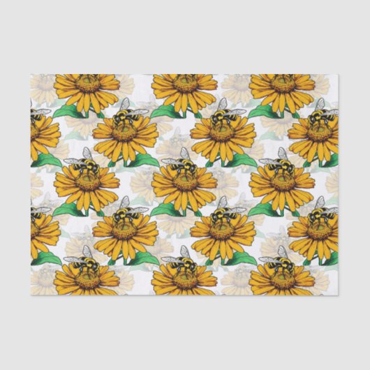 ビーオンヒマワリ花柄デザイン 薄葉紙 (正面)