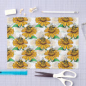 ビーオンヒマワリ花柄デザイン 薄葉紙 (クラフト)