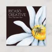 ビーオンフラワーカスタムパーソナライズされた水彩 スクエア名刺 (正面)