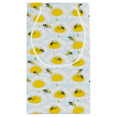 ビーオンフラワー抱き枕-青の背景 スモールペーパーバッグ (裏面)