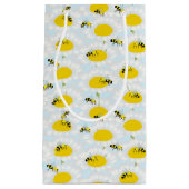 ビーオンフラワー抱き枕-青の背景 スモールペーパーバッグ (正面)