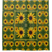 ビーオンブラックアイドスーザンフラワー抽象芸術 シャワーカーテン (正面)