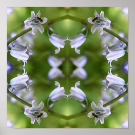 ビーオンブルーベルフラワー抽象芸術 ポスター (正面)