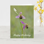 ビーオーキッド – ハッピーバースデーグリーティングカード カード (黄色い花)