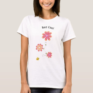 ビーカッコいい(昆虫)マルハナバチと3D花 Tシャツ