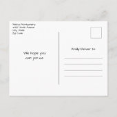 ビーカラフルカーとフラスコ科学パターン インビテーションポストカード (裏面)