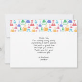 ビーカラフルカーとフラスコ科学パターン サンキューカード (裏面)