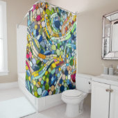 ビーカラフルブルズモザイクアート シャワーカーテン (インサイチュ)