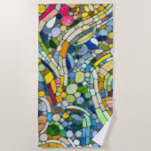 ビーカラフルブルズモザイクアート ビーチタオル (正面)