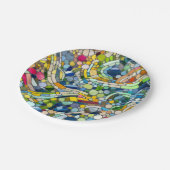 ビーカラフルブルズモザイクアート ペーパープレート (アングル)