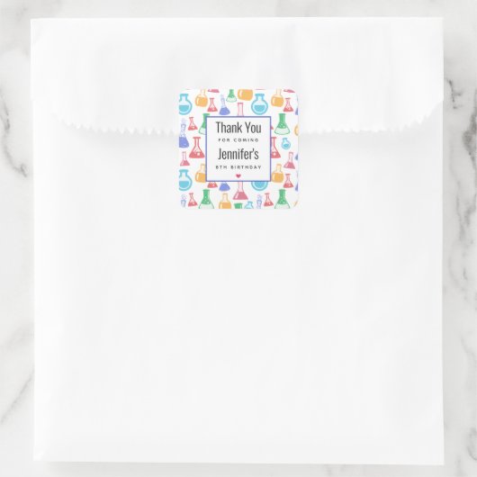 ビーカースとフラスコおもしろいパターンパーティーありがとう スクエアシール (バッグ)