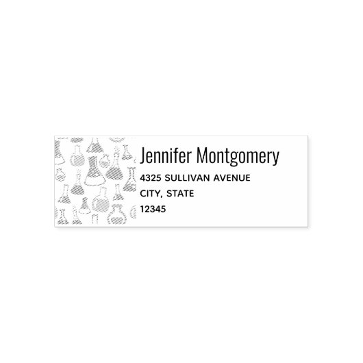 ビーカースとフラスコおもしろい科学パターンアドレス セルフインキングスタンプ (デザイン)