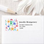 ビーカースとフラスコおもしろい科学パターンアドレス ラベル (インサイチュ)