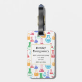 ビーカースとフラスコおもしろい科学パターンモノグラム ラゲッジタグ (裏面縦)