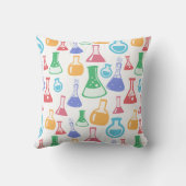 ビーカースとフラスコおもしろい科学パターン クッション (裏面)