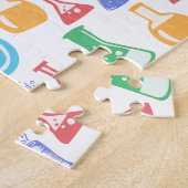 ビーカースとフラスコおもしろい科学パターン ジグソーパズル (側面)