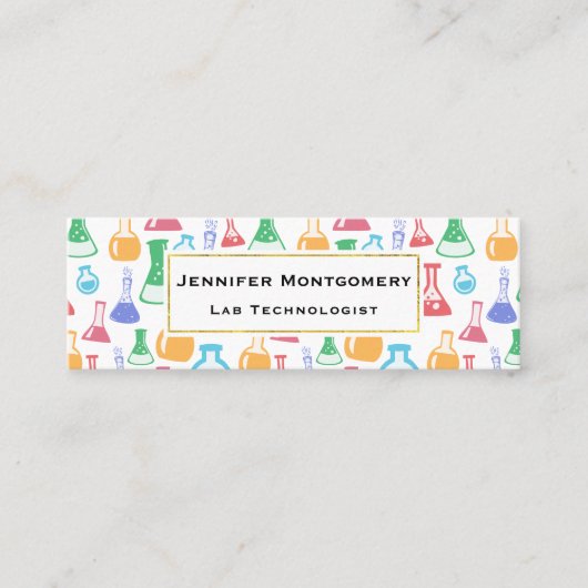 ビーカースとフラスコおもしろい科学パターン スキニー名刺 (正面)