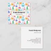 ビーカースとフラスコおもしろい科学パターン スクエア名刺 (正面/裏面)