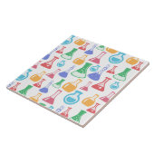 ビーカースとフラスコおもしろい科学パターン タイル (側面)