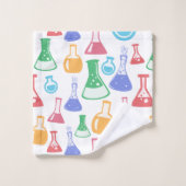 ビーカースとフラスコおもしろい科学パターン バスタオルセット (ウォッシュタオル)