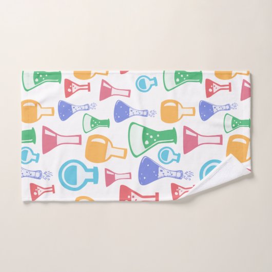 ビーカースとフラスコおもしろい科学パターン バスタオルセット (ハンドタオル)