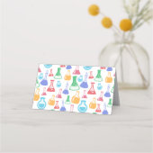 ビーカースとフラスコおもしろい科学パターン プレイスカード (裏面)