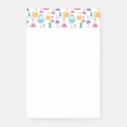 ビーカースとフラスコおもしろい科学パターン ポストイット (正面)
