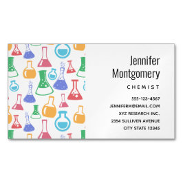 ビーカースとフラスコおもしろい科学パターン マグネット名刺