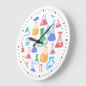 ビーカースとフラスコおもしろい科学パターン ラージ壁時計 (傾斜)