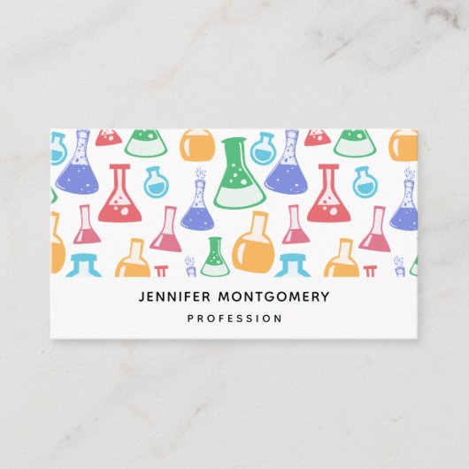ビーカースとフラスコおもしろい科学パターン 名刺 (正面)