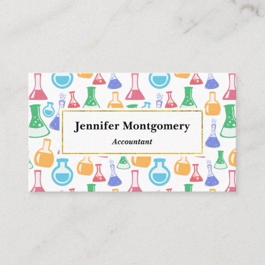 ビーカースとフラスコおもしろい科学パターン 名刺 (正面)