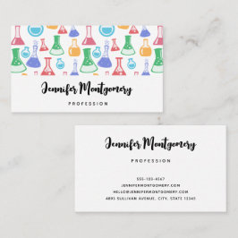 ビーカースとフラスコおもしろい科学パターン 名刺