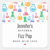 ビーカーズとフラスコおもしろいパターンキッチン スクエアシール (正面)