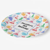 ビーカーズとフラスコおもしろい科学パターン誕生日 ペーパープレート (アングル)