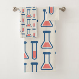 ビーカー&試験管科学をテーマにしたパターン バスタオルセット