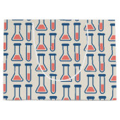 ビーカー&試験管科学をテーマにしたパターン ラージペーパーバッグ (正面)
