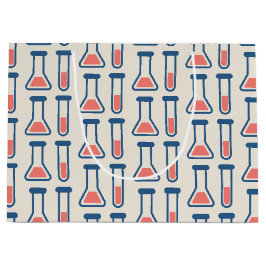 ビーカー&試験管科学をテーマにしたパターン ラージペーパーバッグ