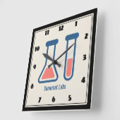 ビーカー&試験管科学テーマ スクエア壁時計 (傾斜)