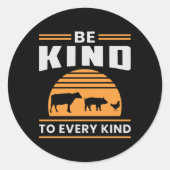 ビーガニズムビーガンベジアニマルライツおもしろいギフト ラウンドシール (正面)