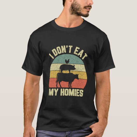 ビーガンおもしろいシャツ私は私の家食べのベジタリアン Tシャツ (正面)