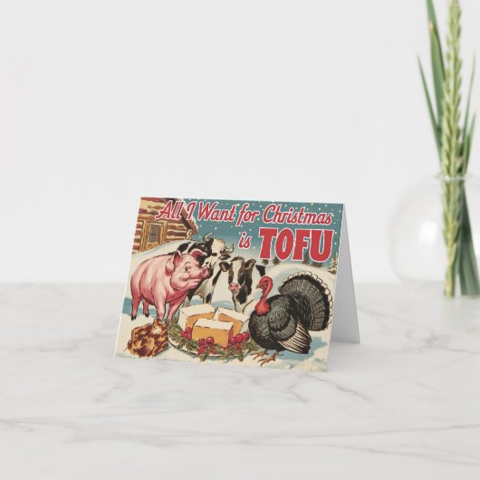 ビーガンおもしろいベジタリアンクリスマス豆腐 カード (正面)