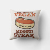 ビーガンに似合うことは巨大な恋しく思われたステーキです クッション (裏面)