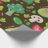 ビーガンのかわいい漫画の野菜キャラクターパターン ラッピングペーパー (角)
