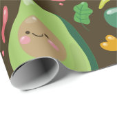 ビーガンのかわいい漫画の野菜キャラクターパターン ラッピングペーパー (ロールコーナー)