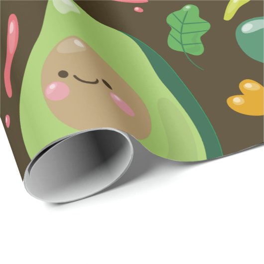 ビーガンのかわいい漫画の野菜キャラクターパターン ラッピングペーパー (ロールコーナー)