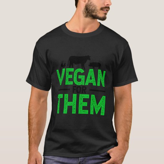 ビーガンのため動物牛豚チキンノミートヘア Tシャツ (正面)