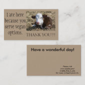 ビーガンのアウトリーチのサンキューカード 名刺 (正面/裏面)