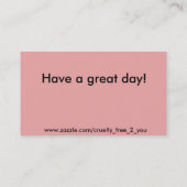 ビーガンのアウトリーチのサンキューカード 名刺 (裏面)